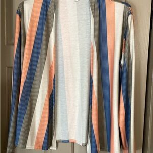Striped Open Front Cardigan